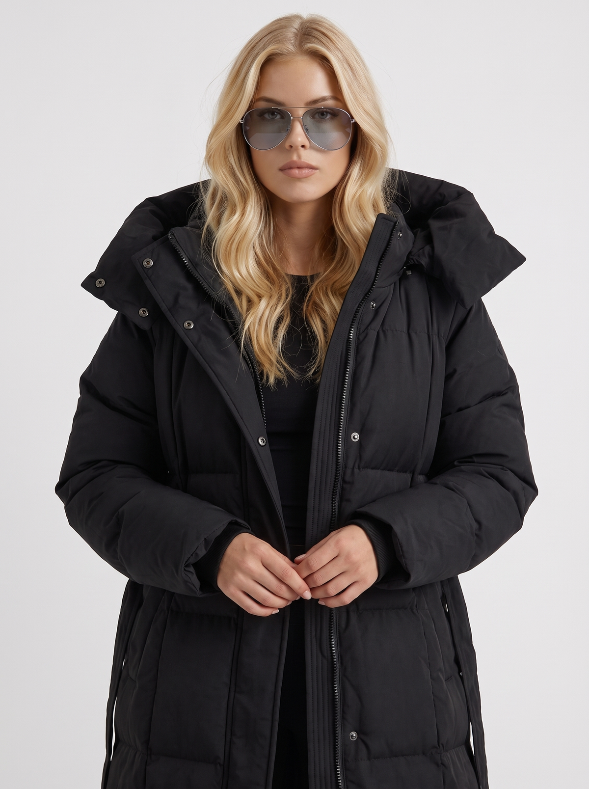 Longline Women's Puffer Coat with Hood + Warmth and Style | L&S - 2 - London-stylehouse.com