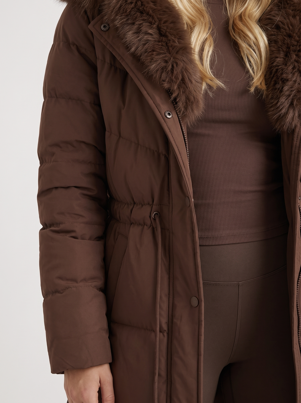 Long Women's Coat with Removable Hood & Adjustable Waist | L&S - 6 - London-stylehouse.com