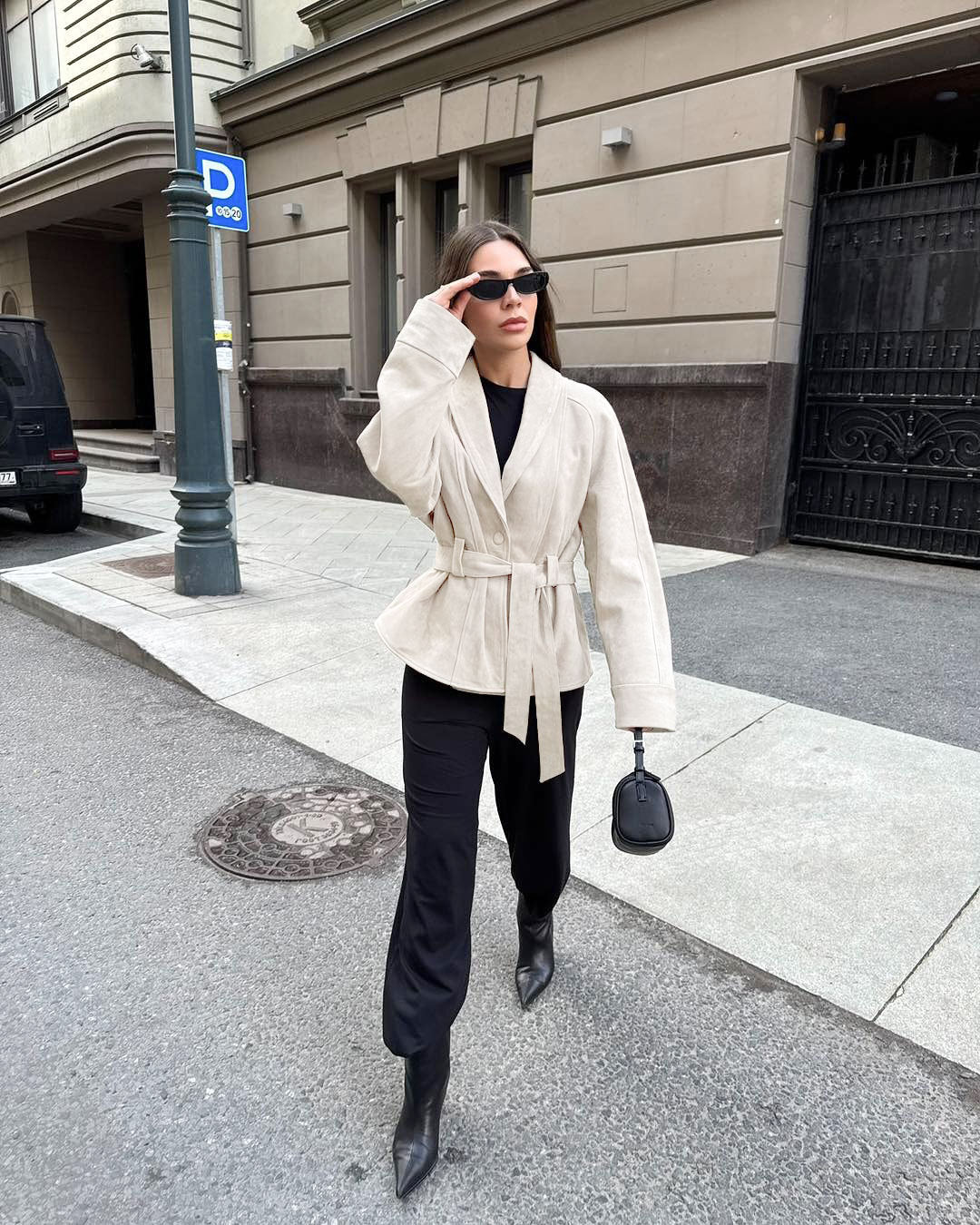 Women's Fitted Jacket with Waist Tie and Shawl Collar | L&S - 13 - London-stylehouse.com