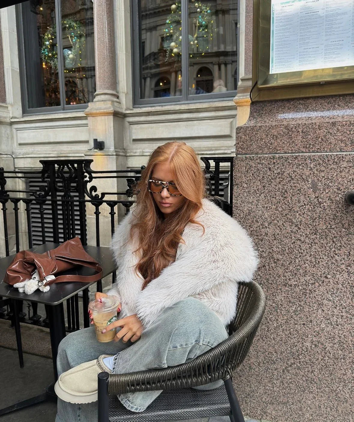 Faux Fur Coat Women's Oversized Fit with Plush Collar | L&S - 2 - London-stylehouse.com