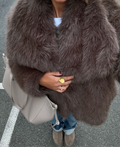 Faux Fur Coat Women's Oversized Design with Dramatic Sleeves | L&S - 1 - London-stylehouse.com