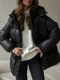 Puffer Jacket Women's with Hood and Adjustable Waist | L&S - 3 - London-stylehouse.com