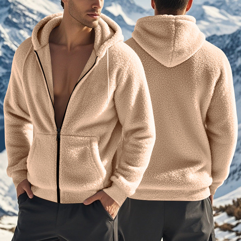Fleece-Lined Men's Jacket with Hood | L&S - 3 - London-stylehouse.com