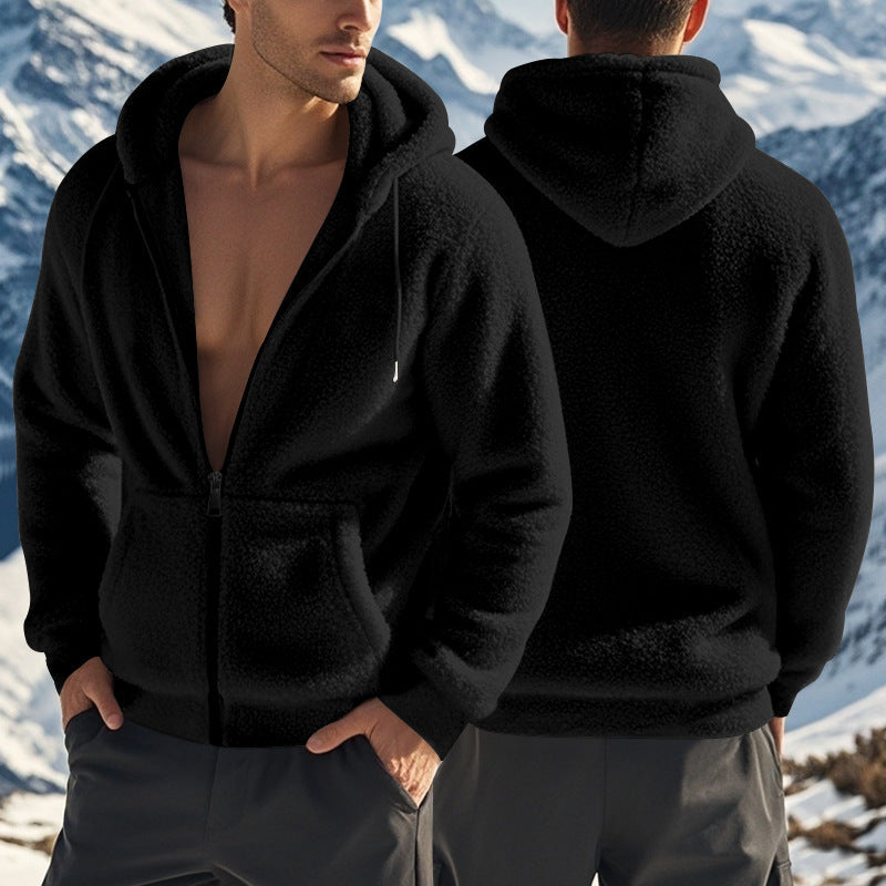 Fleece-Lined Men's Jacket with Hood | L&S - 6 - London-stylehouse.com