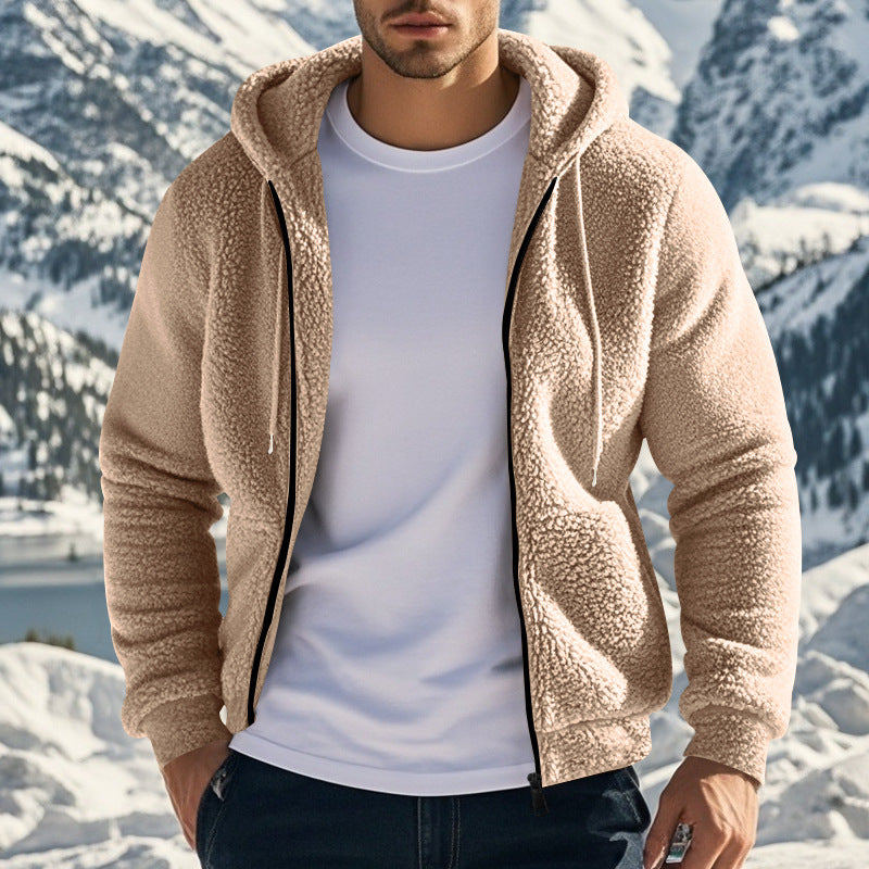 Fleece-Lined Men's Jacket with Hood | L&S - 7 - London-stylehouse.com
