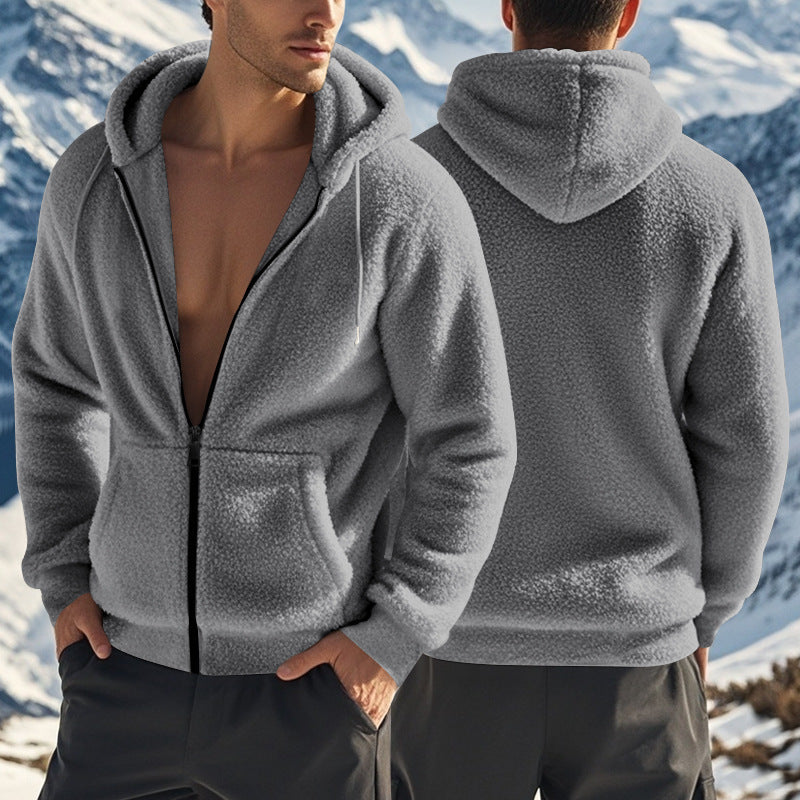 Fleece-Lined Men's Jacket with Hood | L&S - 8 - London-stylehouse.com