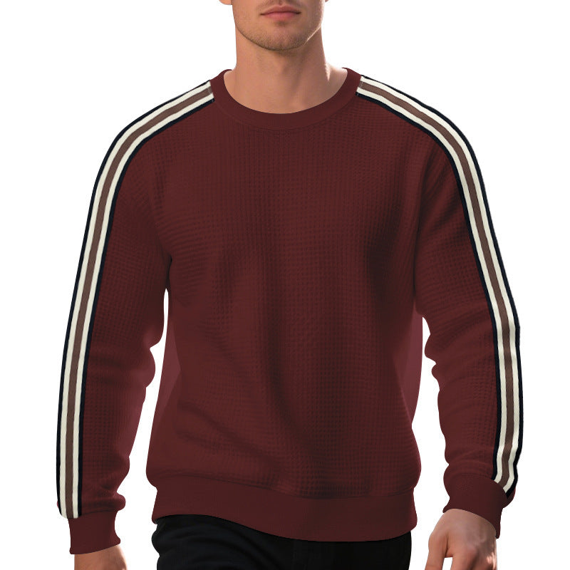 Sweater Men's Crew Neck with Sporty Stripe Detail | L&S - 2 - London-stylehouse.com