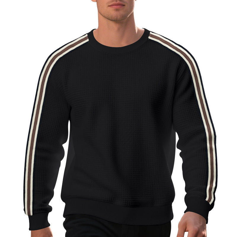 Sweater Men's Crew Neck with Sporty Stripe Detail | L&S - 4 - London-stylehouse.com