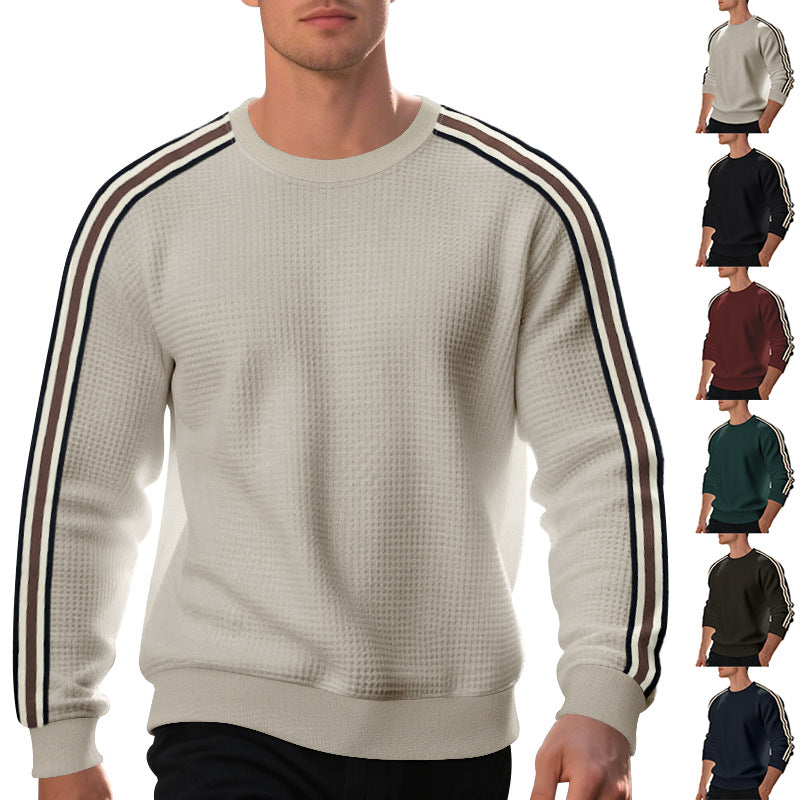 Sweater Men's Crew Neck with Sporty Stripe Detail | L&S - 6 - London-stylehouse.com