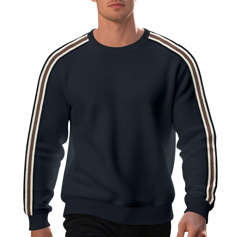 Sweater Men's Crew Neck with Sporty Stripe Detail | L&S - 8 - London-stylehouse.com