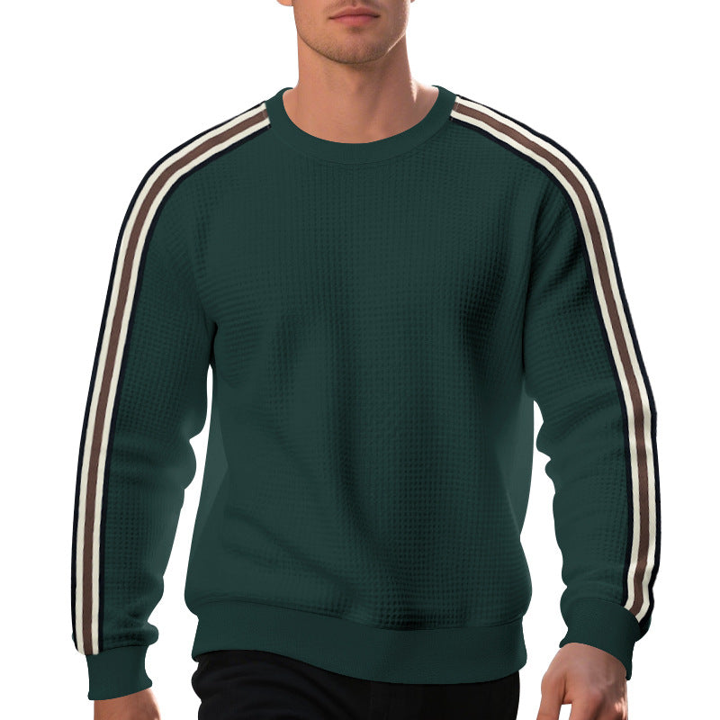 Sweater Men's Crew Neck with Sporty Stripe Detail | L&S - 9 - London-stylehouse.com