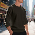 Sweater Men's Crew Neck with Sporty Stripe Detail | L&S - 10 - London-stylehouse.com