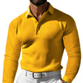 Men's Long Sleeve Polo Shirt with Textured Finish | L&S - 4 - London-stylehouse.com