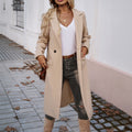 Women's Tailored Coat with Notched Collar and Pockets | L&S - 5 - London-stylehouse.com
