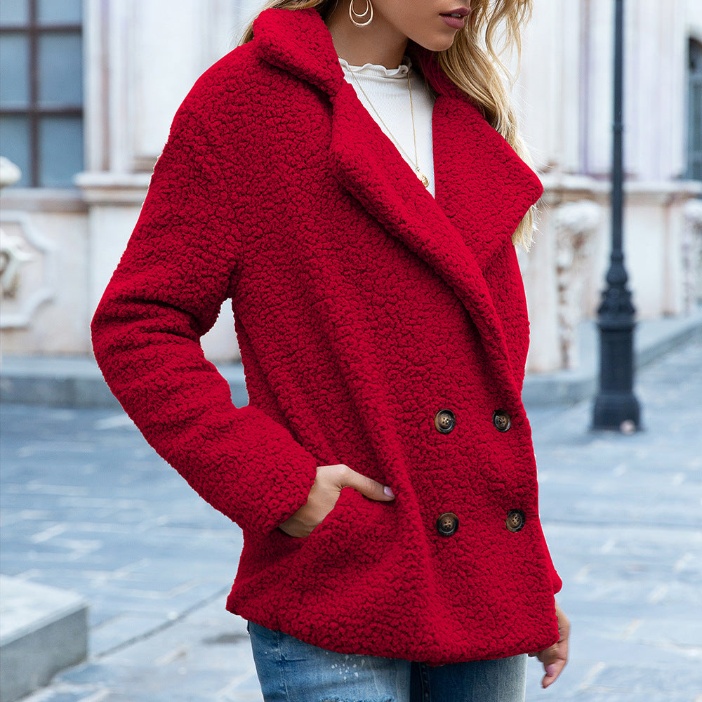 Women's Oversized Jacket with Double-Breasted Buttons | L&S - 6 - London-stylehouse.com