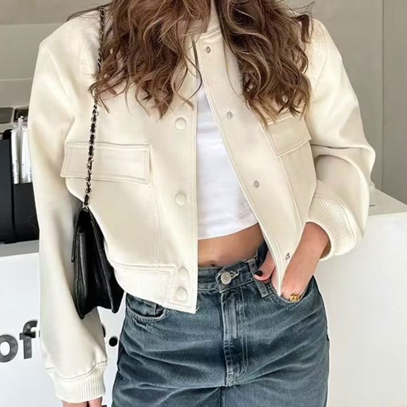 Women's Cropped Jacket with Spacious Pockets | L&S - 1 - London-stylehouse.com