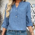 Blouse Women's Relaxed Fit with Button Front | L&S - 2 - London-stylehouse.com