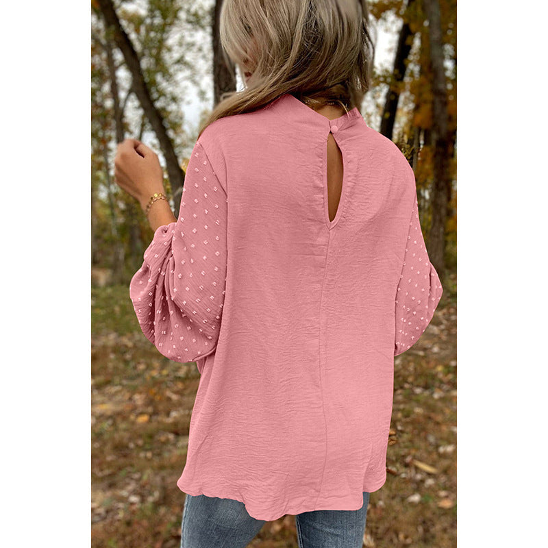 Blouse Women's Relaxed Fit with Puff Sleeves | L&S - 5 - London-stylehouse.com