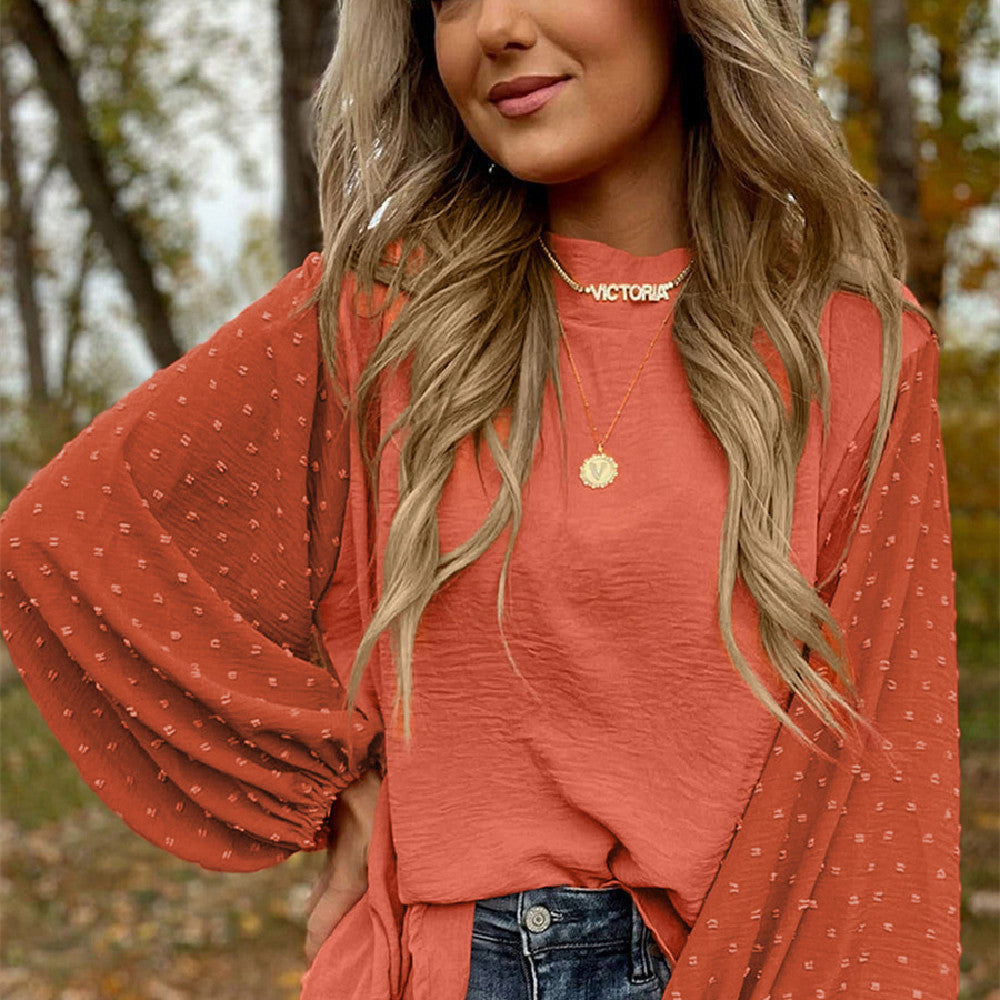 Blouse Women's Relaxed Fit with Puff Sleeves | L&S - 7 - London-stylehouse.com