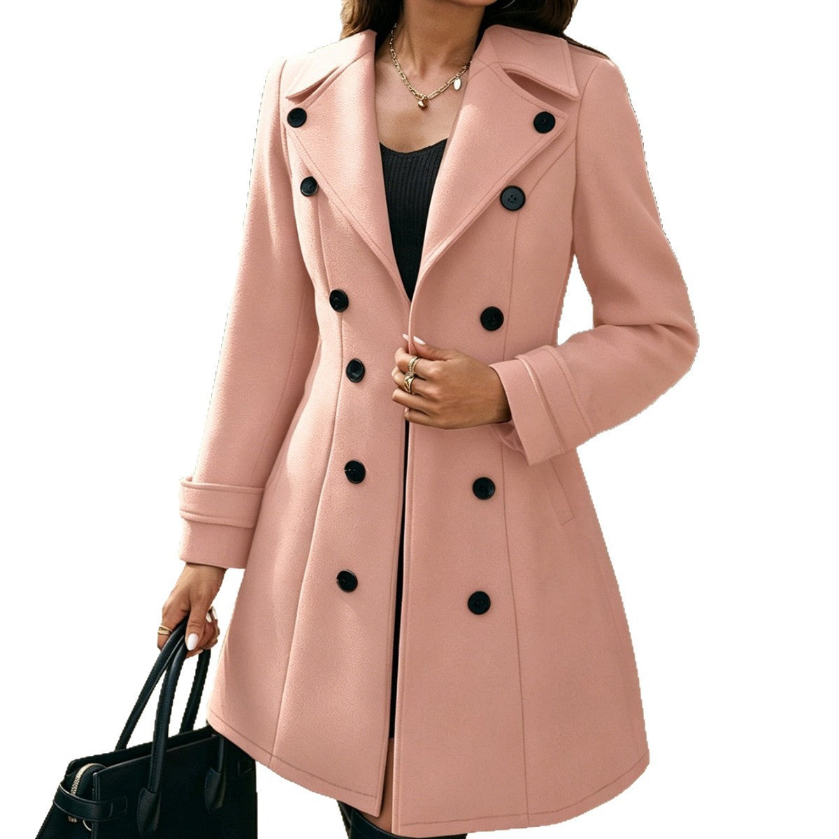 Double-Breasted Women's Coat with Tailored Fit | L&S - 7 - London-stylehouse.com