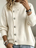Pullover Women's Relaxed Fit with Button Detail | L&S - 6 - London-stylehouse.com
