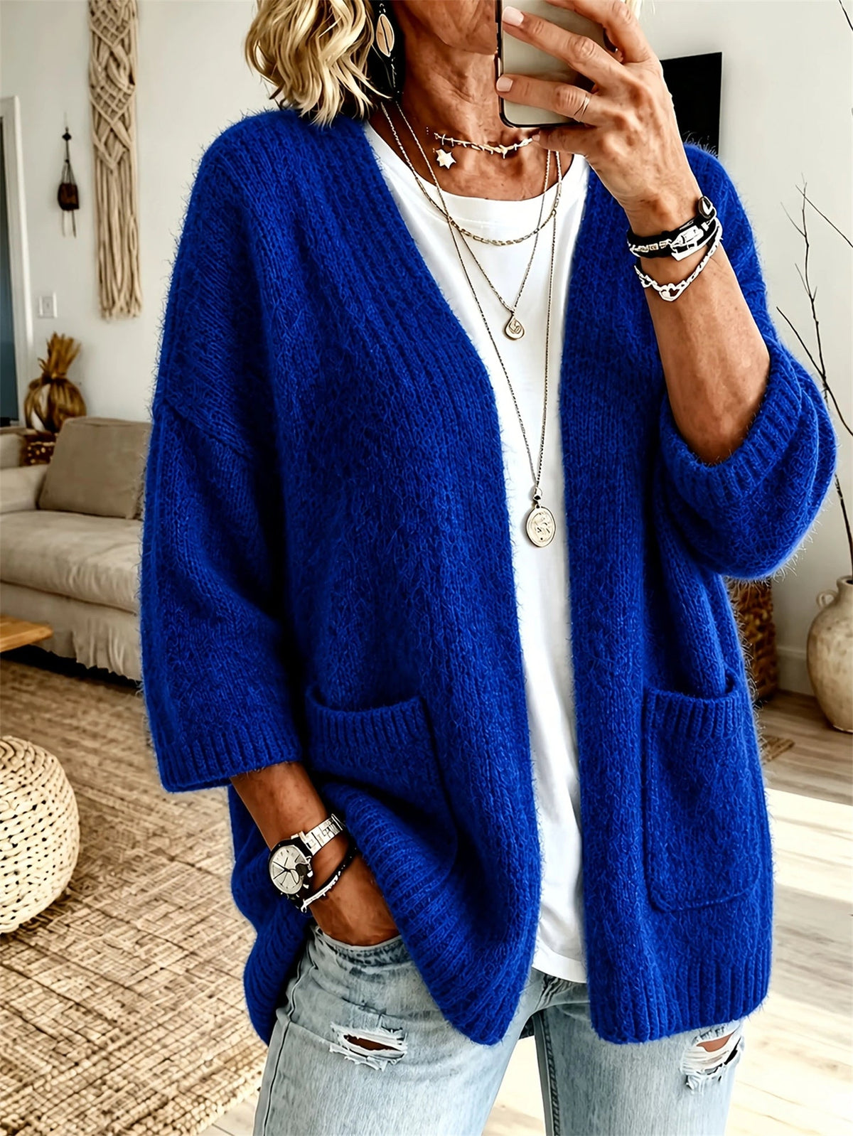 Cardigan Women's Relaxed Fit with Pockets | L&S - 7 - London-stylehouse.com