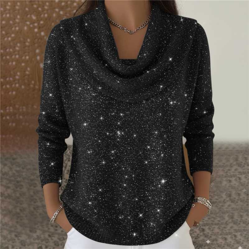 Women's Pullover with Elegant Cowl Neckline and 3/4 Sleeves | L&S - 1 - London-stylehouse.com