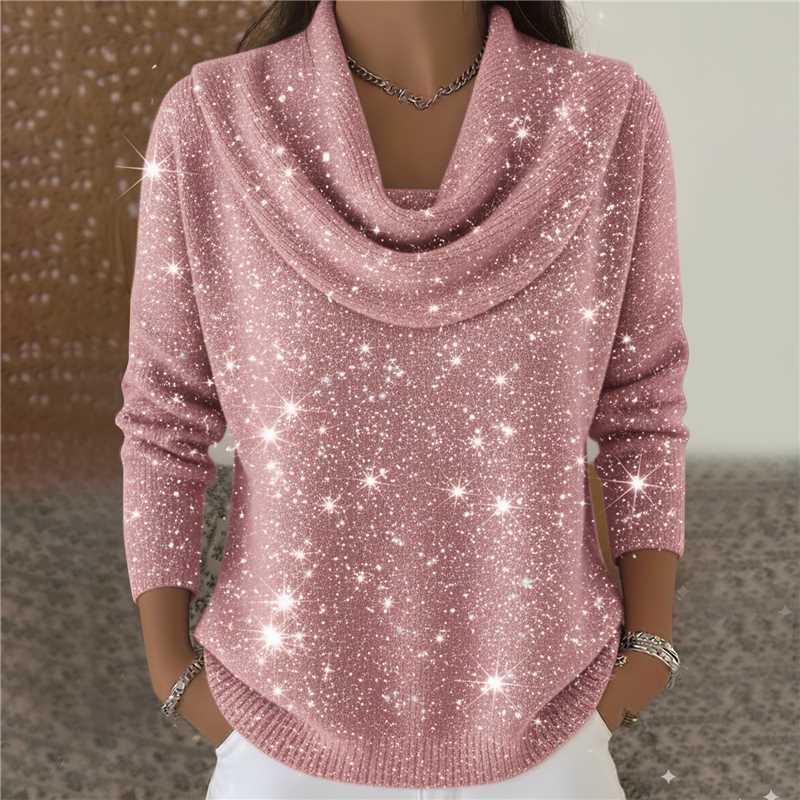 Women's Pullover with Elegant Cowl Neckline and 3/4 Sleeves | L&S - 6 - London-stylehouse.com
