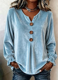 Blouse Women's Relaxed Fit with Button Detail | L&S - 5 - London-stylehouse.com