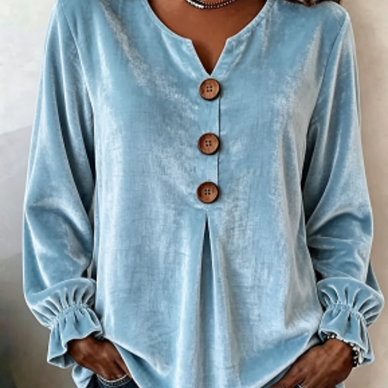 Blouse Women's Relaxed Fit with Button Detail | L&S - 6 - London-stylehouse.com