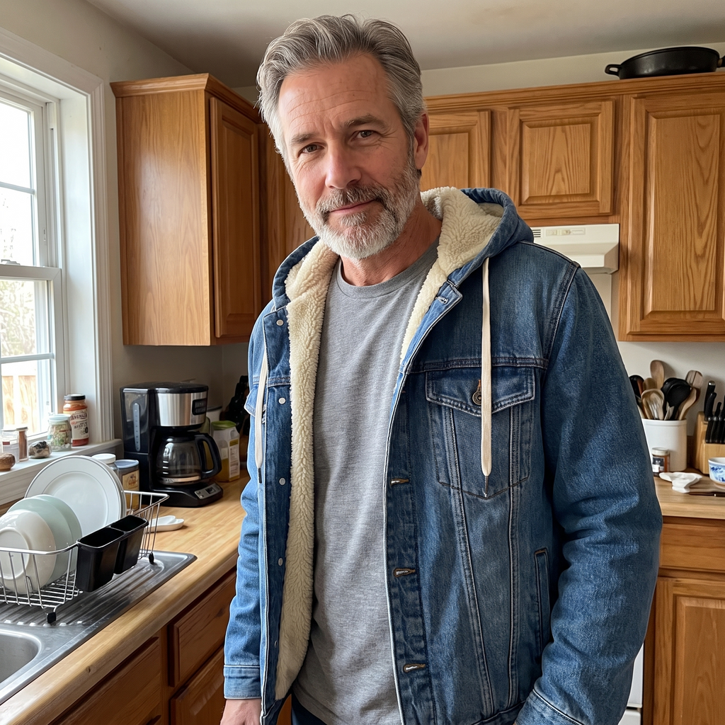 Denim Jacket Men's Hooded Style with Sherpa Lining | L&S - 2 - London-stylehouse.com