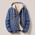 Denim Jacket Men's Hooded Style with Sherpa Lining | L&S - 4 - London-stylehouse.com