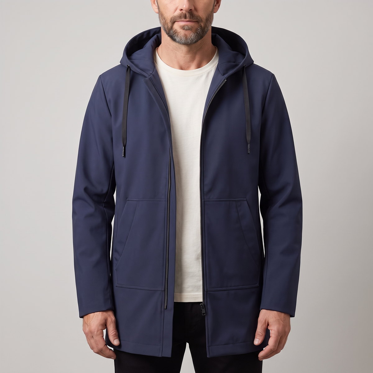 Men's Hooded Jacket with Relaxed Fit and Functional Pockets | L&S - 1 - London-stylehouse.com