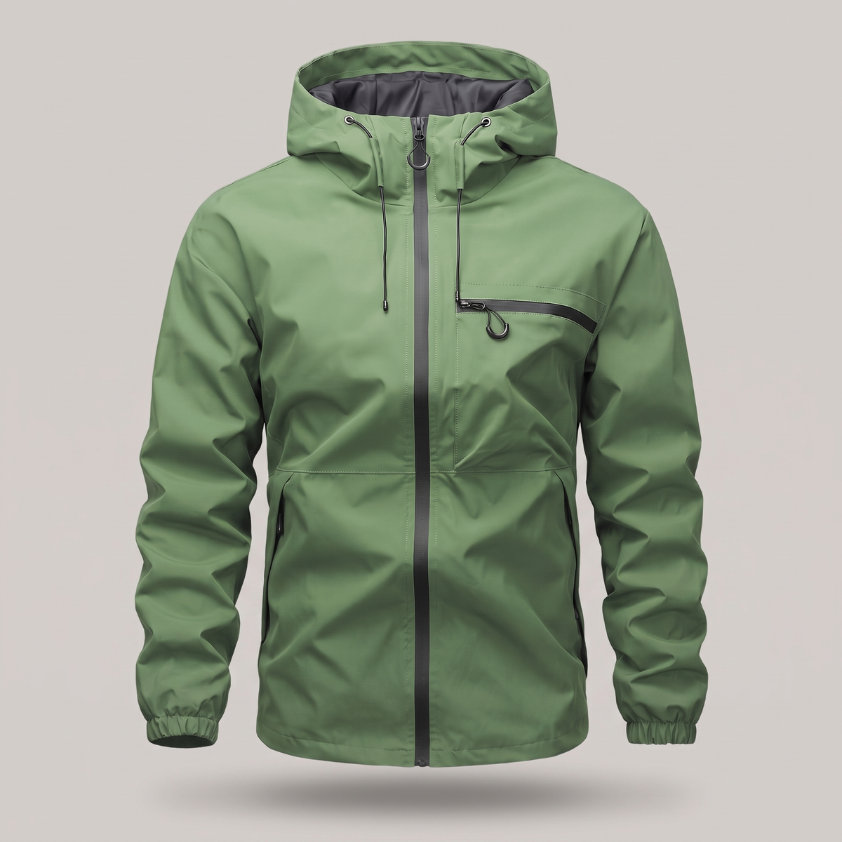 Men's Casual Jacket with Adjustable Hood and Chest Pocket | L&S - 4 - London-stylehouse.com