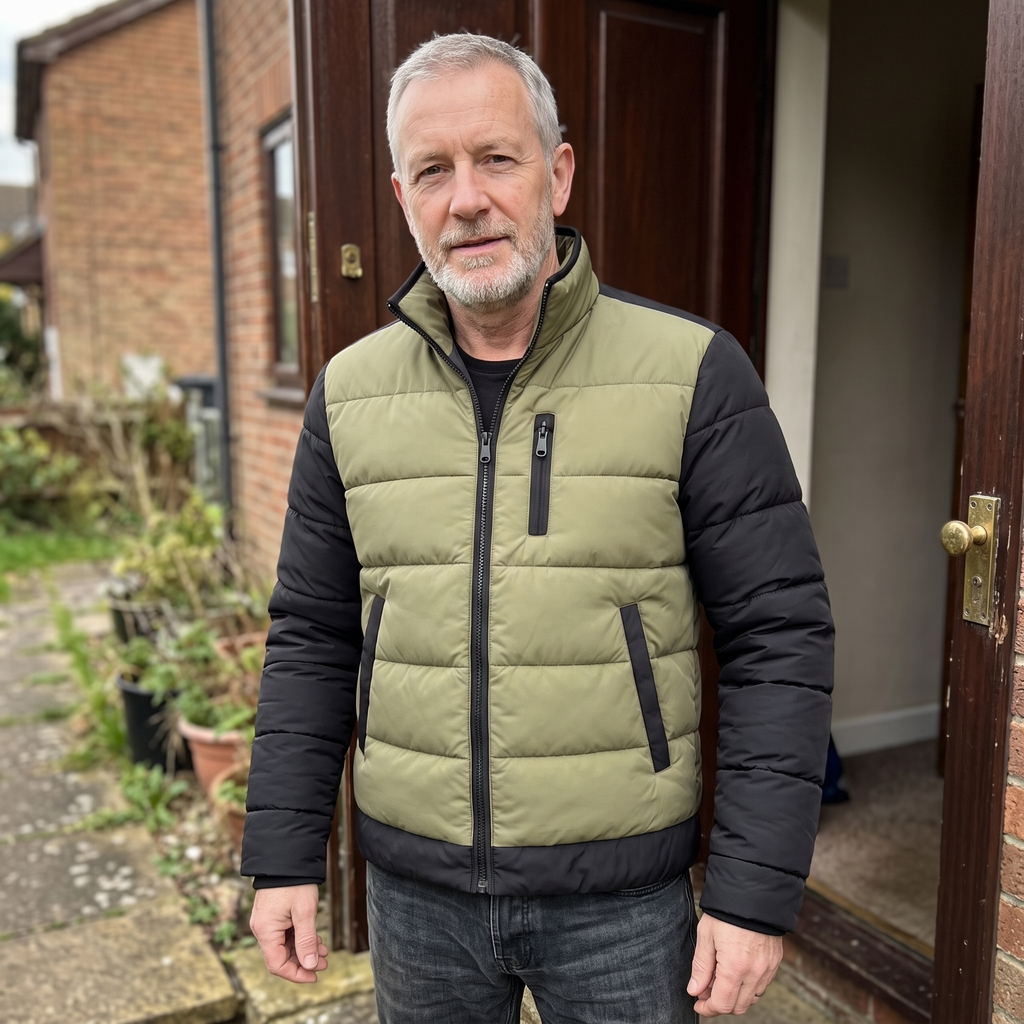 Men's Quilted Jacket with Stand-Up Collar and Zip Pocket | L&S - 2 - London-stylehouse.com