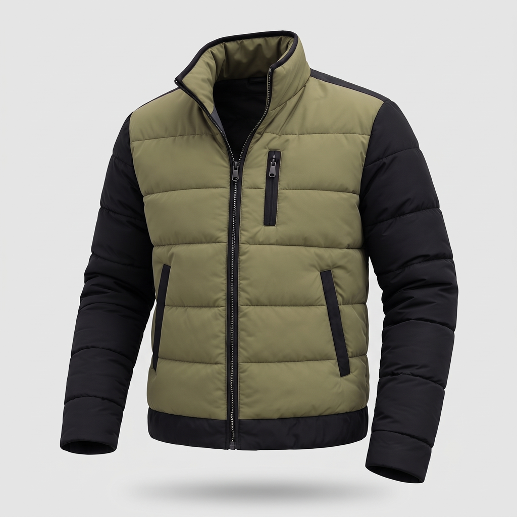 Men's Quilted Jacket with Stand-Up Collar and Zip Pocket | L&S - 5 - London-stylehouse.com