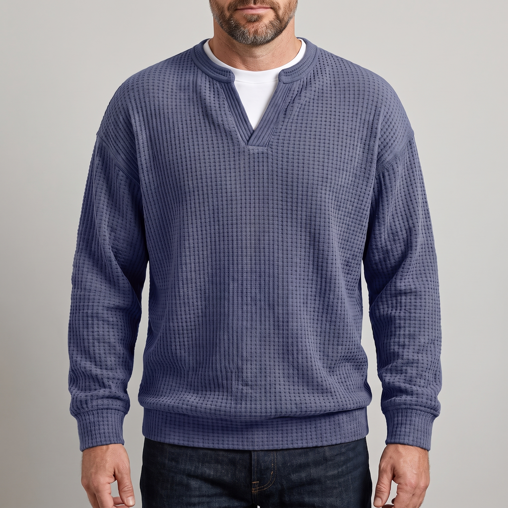 Pullover Men's Relaxed Fit with Textured Finish | L&S - 1 - London-stylehouse.com