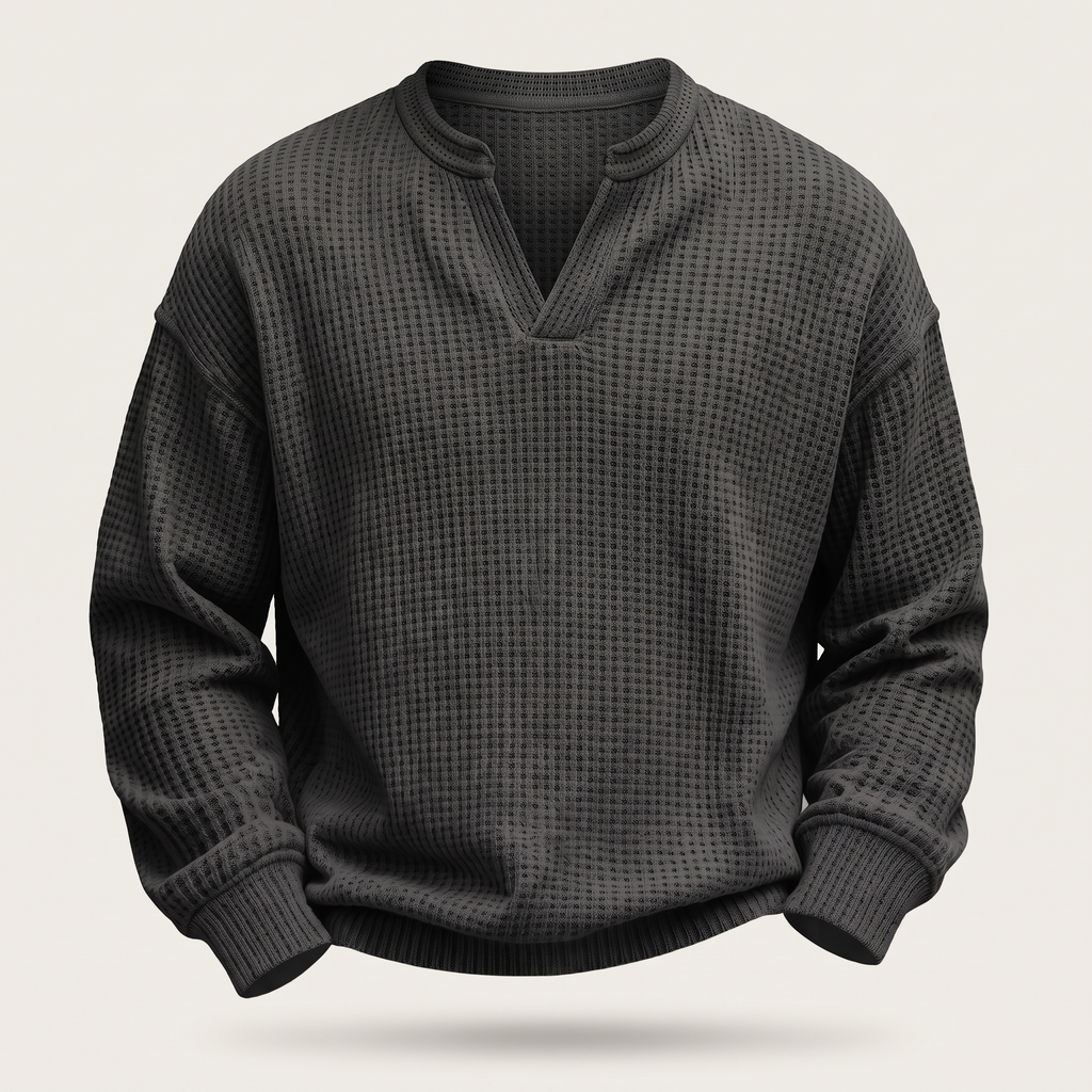Pullover Men's Relaxed Fit with Textured Finish | L&S - 5 - London-stylehouse.com