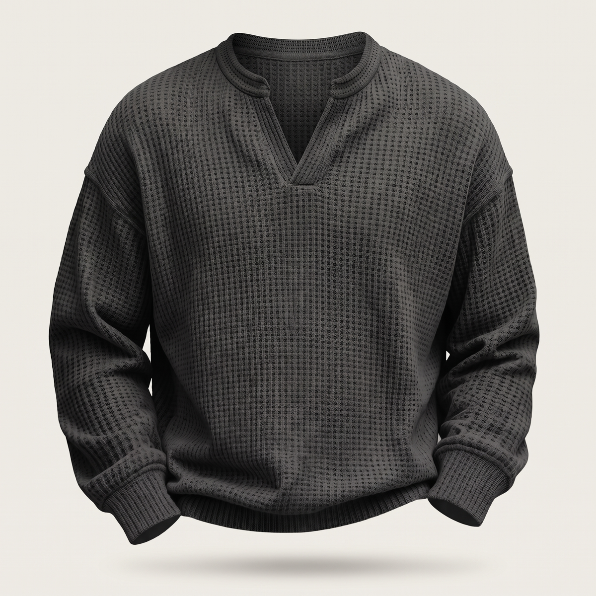 Pullover Men's Relaxed Fit with Textured Finish | L&S - 5 - London-stylehouse.com