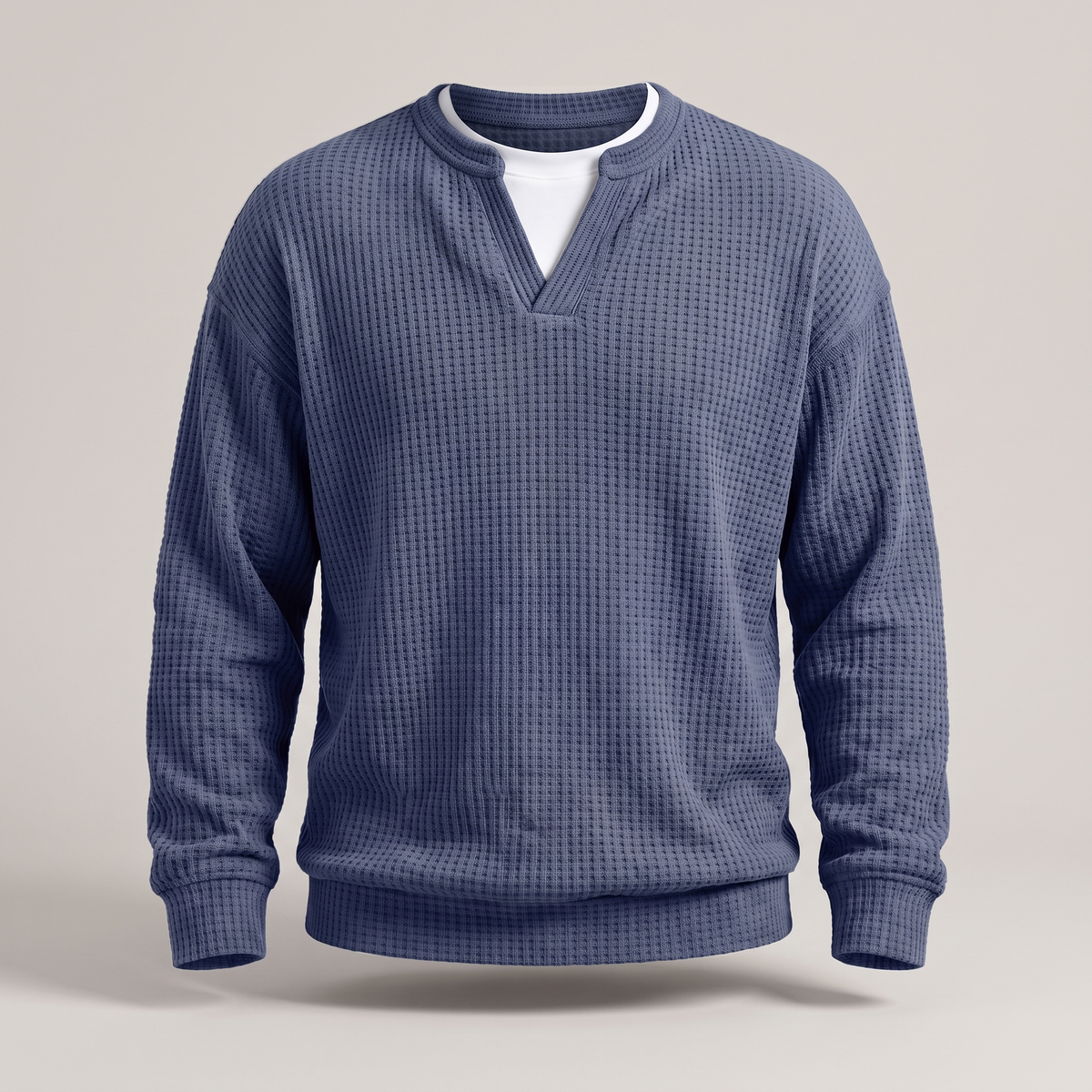 Pullover Men's Relaxed Fit with Textured Finish | L&S - 7 - London-stylehouse.com