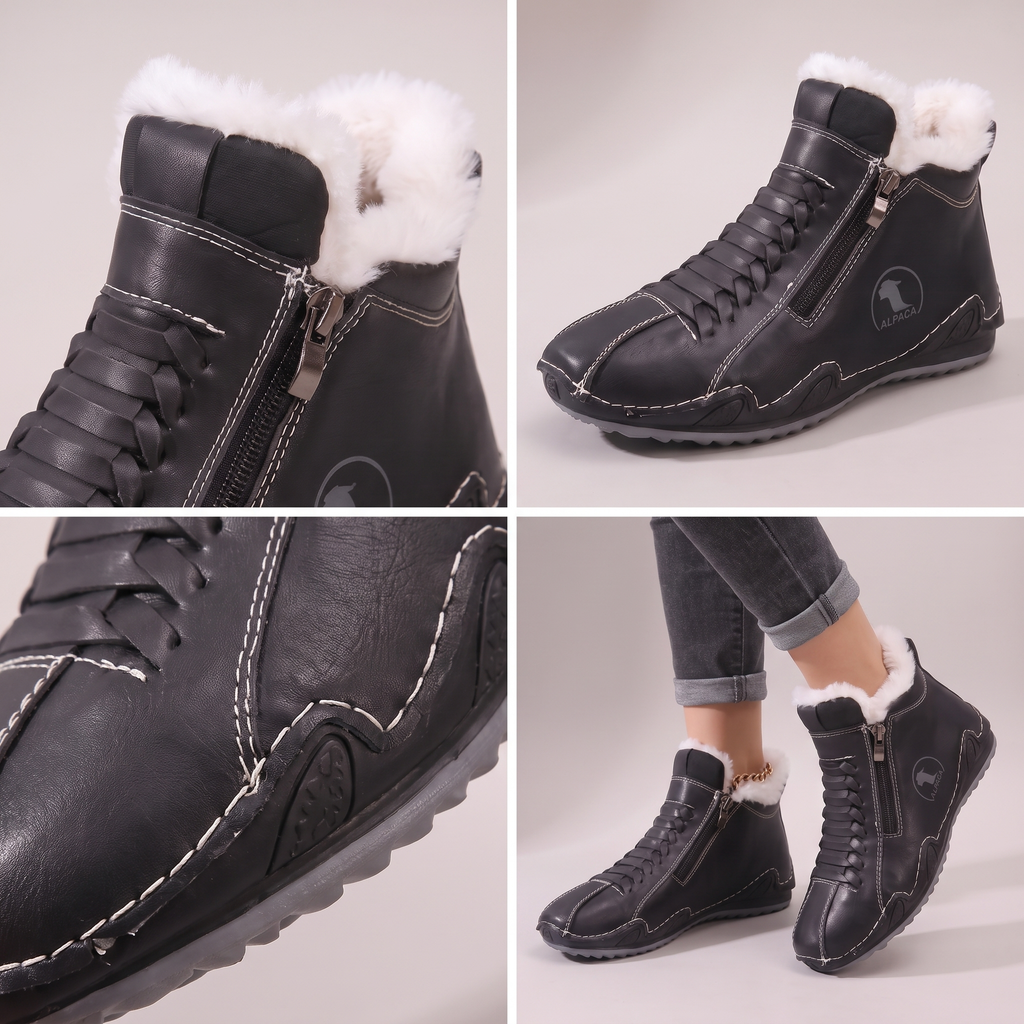 Women's Zip-Up Ankle Boots with Fluffy Lining | L&S - 9 - London-stylehouse.com