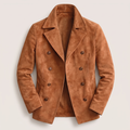 Men's Double-Breasted Coat with Textured Collar | L&S - 4 - London-stylehouse.com