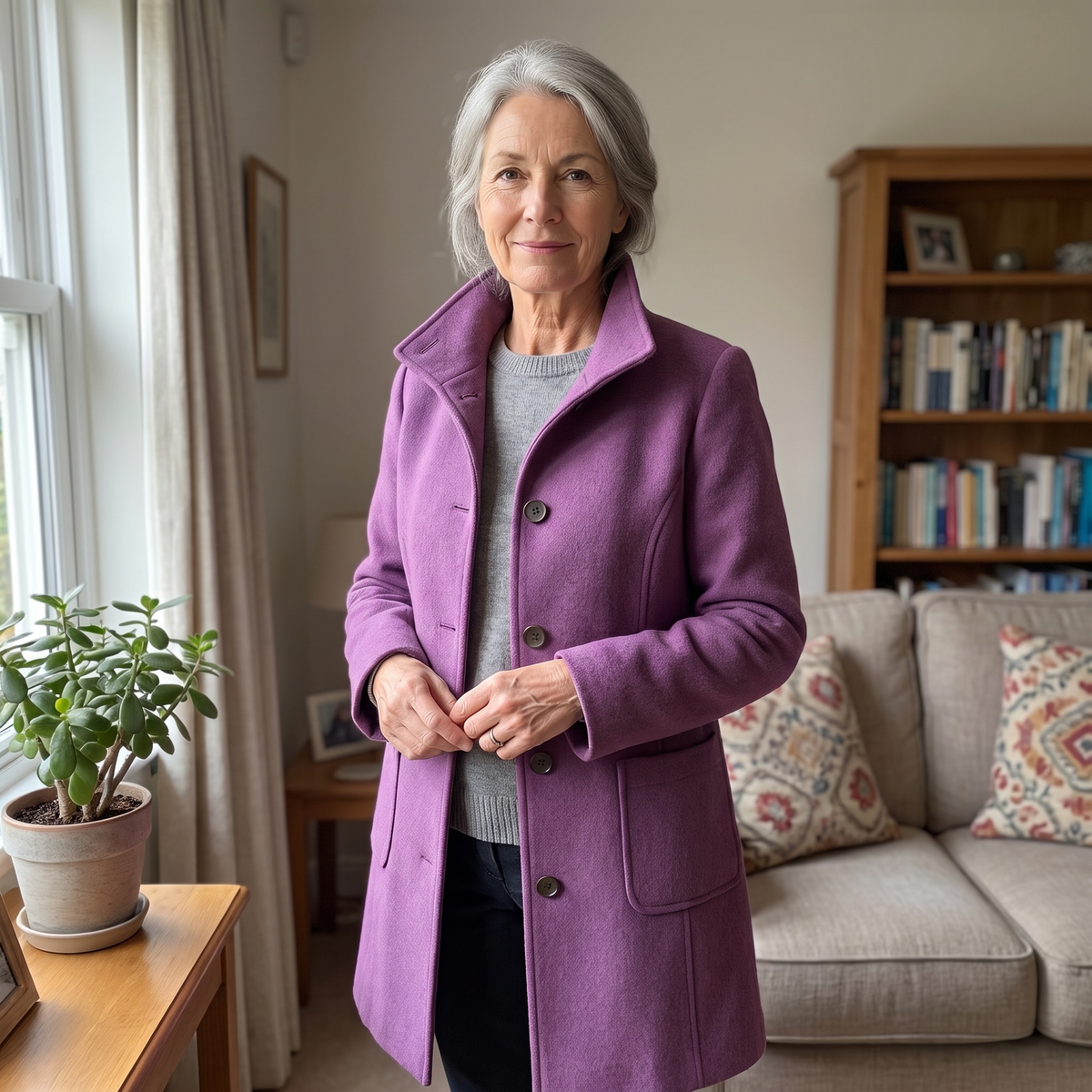 Women's Stylish Coat with Classic Cut + Functional Pockets | L&S - 2 - London-stylehouse.com