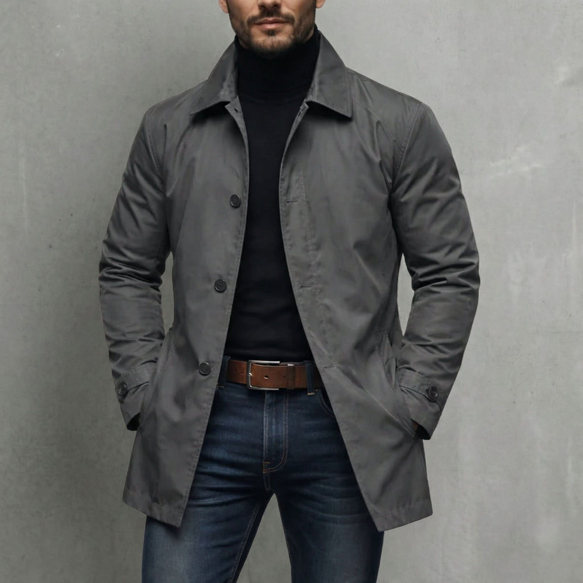 Men's Classic Fit Coat with Timeless Design | L&S - 1 - London-stylehouse.com