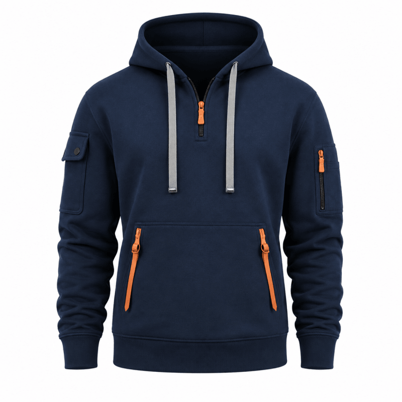 Hoodie Men’s Zip-Up with Adjustable Hood & Pockets | L&S - 2 - London-stylehouse.com