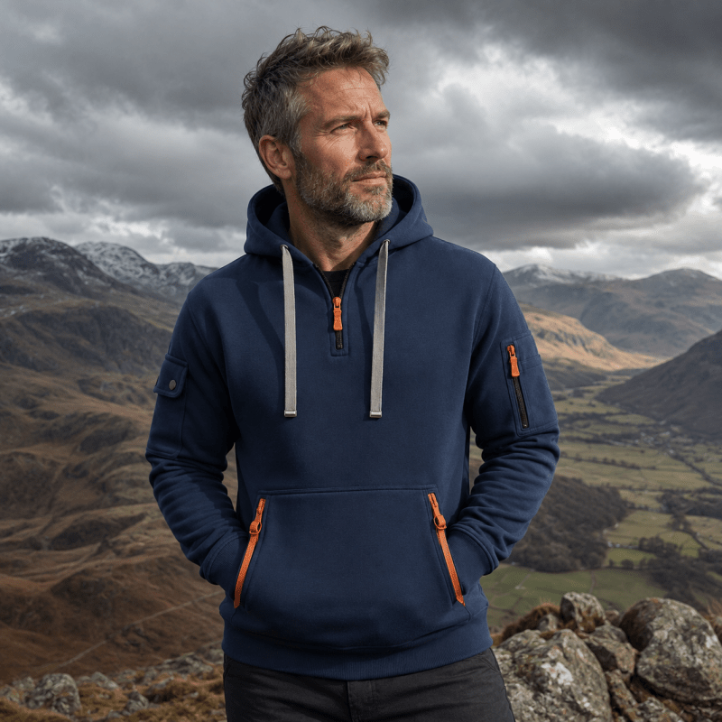 Hoodie Men’s Zip-Up with Adjustable Hood & Pockets | L&S - 5 - London-stylehouse.com