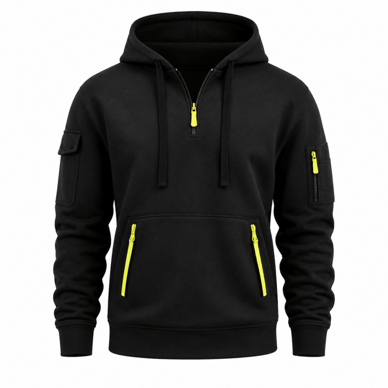 Hoodie Men’s Zip-Up with Adjustable Hood & Pockets | L&S - 6 - London-stylehouse.com