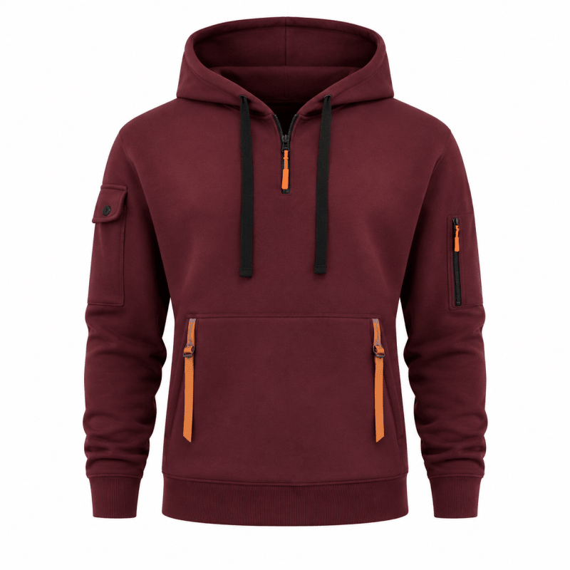 Hoodie Men’s Zip-Up with Adjustable Hood & Pockets | L&S - 7 - London-stylehouse.com