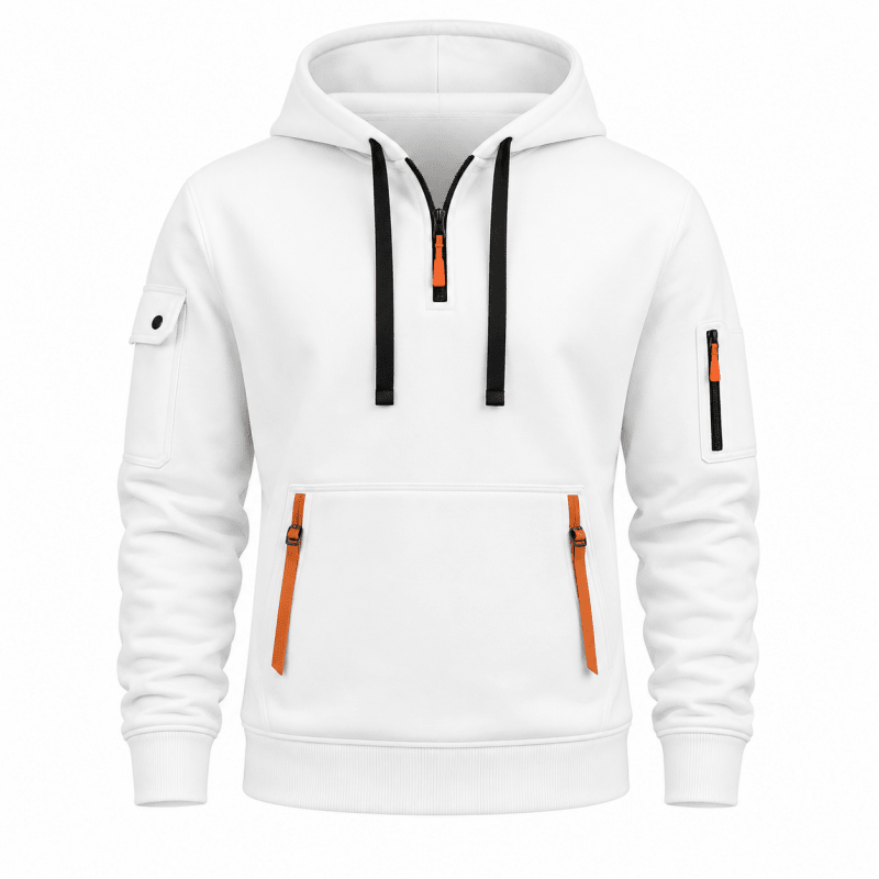 Hoodie Men’s Zip-Up with Adjustable Hood & Pockets | L&S - 8 - London-stylehouse.com