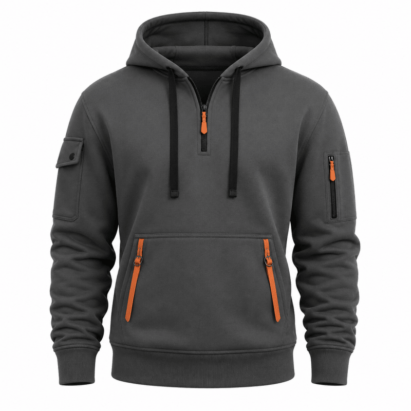 Hoodie Men’s Zip-Up with Adjustable Hood & Pockets | L&S - 9 - London-stylehouse.com